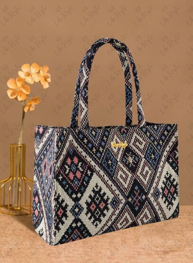 LIKE STYLE Womens Jute Shoulder Bag With Zipper Closure (Grey) - Image 2